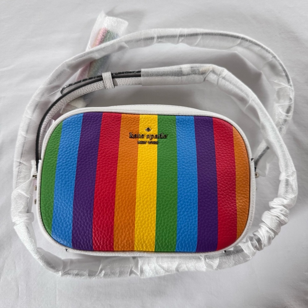NWT Kate Spade Kourtney Rainbow Stripe Crossbody Camera Bag - Picture 6 of 16